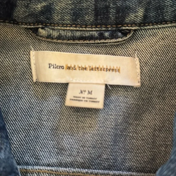 Anthropologie Pilcro Pearled Denim Trucker Jacket Size Medium - Picture 5 of 6